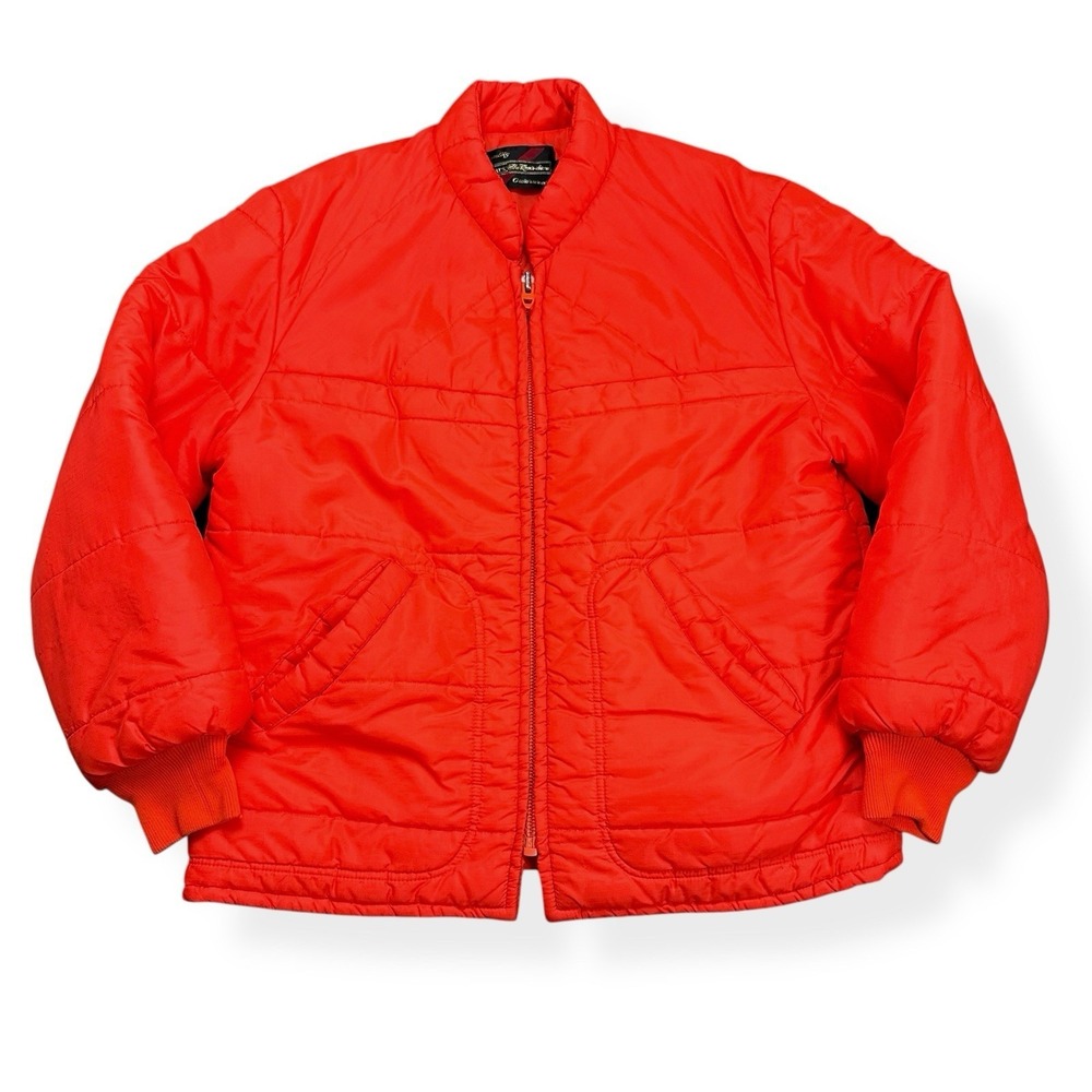 VTG Sears Outerwear Puffer Jacket Orange Quilted‎ Insulated Coat TALON Men's L